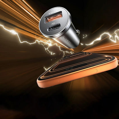 Auto-oplader met USB-C / Lightning Lisen-kabel, 48W, 3A, 1 x USB-A - 1 x USB-C, Zwart YL0223080035