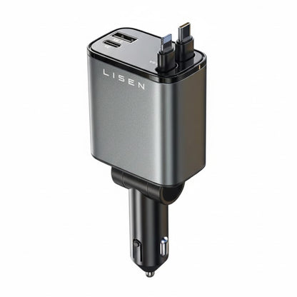 Autolader met USB-C / Lightning-kabel Lisen, 69W, 3A, 1 x USB-A - 1 x USB-C, Zwart YL0224040031