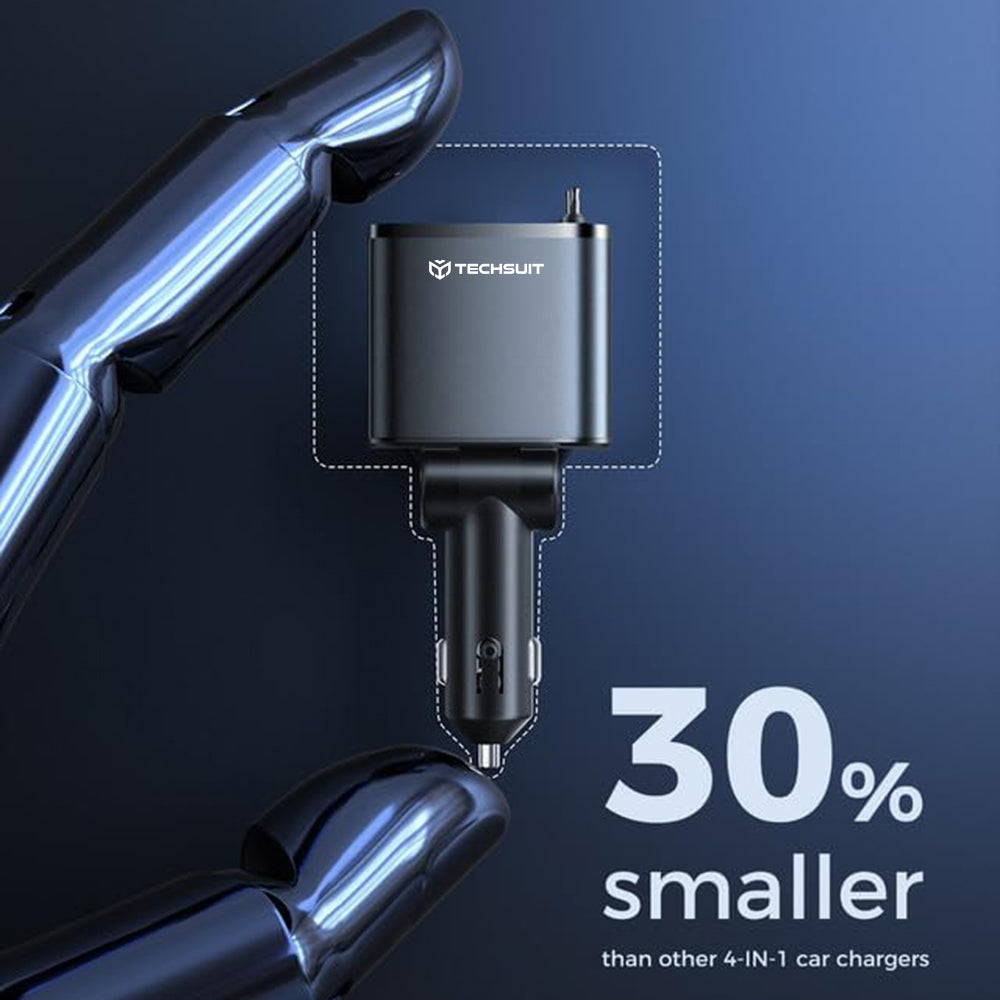Autolader met USB-C / Lightning-kabel Techsuit C1 NanoVoltX, 69W, 3A, 1 x USB-A - 1 x USB-C, Gri
