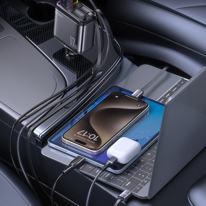 Autolader met USB-C / Lightning Yesido Y63 Display, 117W, 3A, 1 x USB-A - 1 x USB-C, Grijs