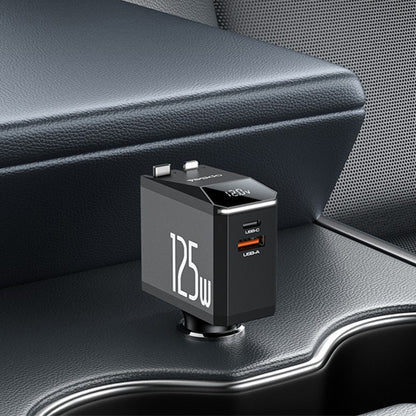 Autolader met USB-C / Lightning-kabel Yesido Y71 Display, 125W, 3A, 1 x USB-A - 1 x USB-C, Zwart