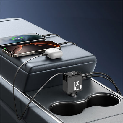 Autolader met USB-C / Lightning-kabel Yesido Y71 Display, 125W, 3A, 1 x USB-A - 1 x USB-C, Zwart