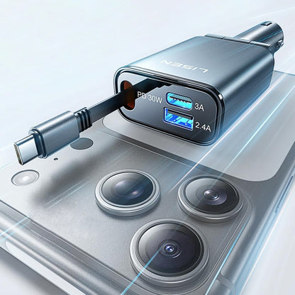 Auto-oplader met USB-C Kabel Lisen, 57W, 3A, 1 x USB-A - 1 x USB-C, Zwart YL0325010016