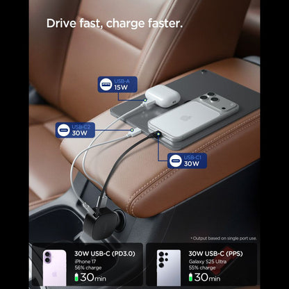 Auto-oplader met USB-C Kabel Spigen EV603BT Essential, 60W, 3A, 1 x USB-A - 1 x USB-C, Zwart
