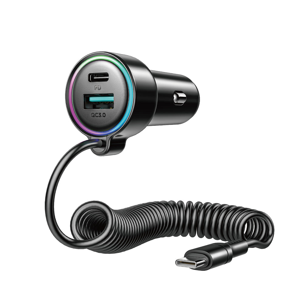 Auto-oplader met USB-C Draad Joyroom JR-CL07, 72W, 3A, 1 x USB-A - 1 x USB-C, Zwart