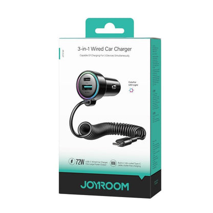 Auto-oplader met USB-C Kabel Joyroom JR-CL07, 90W, 3A, 1 x USB-A - 1 x USB-C, Zwart
