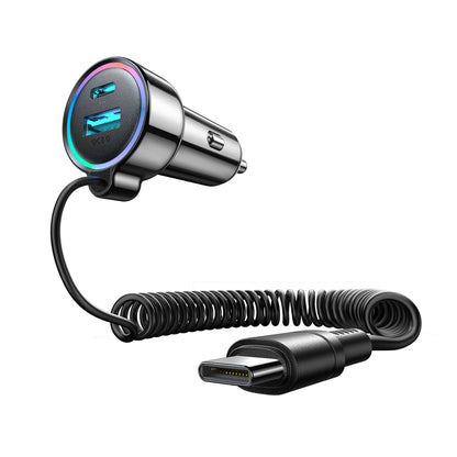 Auto-oplader met USB-C Kabel Joyroom JR-CL07, 90W, 3A, 1 x USB-A - 1 x USB-C, Zwart
