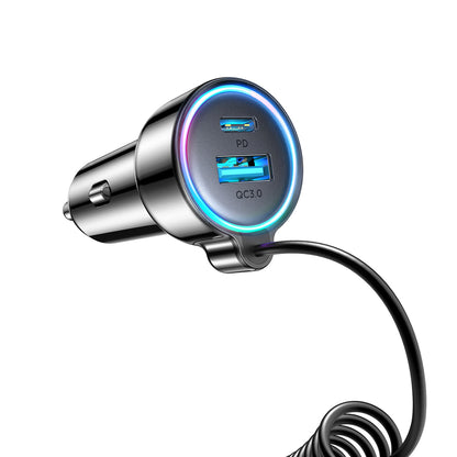 Auto-oplader met USB-C Kabel Joyroom JR-CL07, 90W, 3A, 1 x USB-A - 1 x USB-C, Zwart