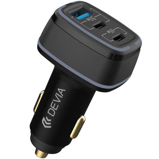 Car Charger DEVIA Extreme, 115W, 3A, 1 x USB-A - 2 x USB-C, Black 