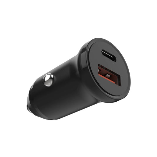 Auto Oplader Fixed, 20W, 3A, 1 x USB-A - 1 x USB-C, Zwart