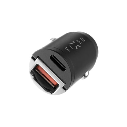 Auto Oplader Fixed, 30W, 3A, 1 x USB-A - 1 x USB-C, Zwart