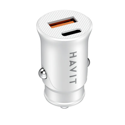 HAVIT CC2022 Car Charger, 20W, 3A, 1 x USB-A - 1 x USB-C, White
