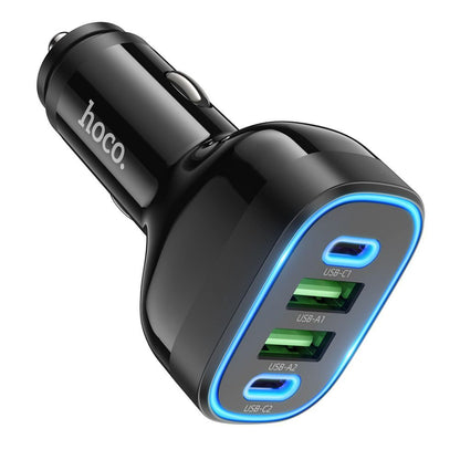 HOCO Guide NZ11 Car Charger, 72W, 3A, 2 x USB-A - 2 x USB-C, Black