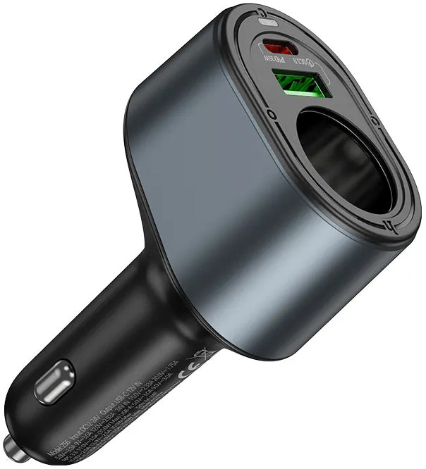 Auto-oplader HOCO Z56, 35W, 3A, 1 x USB-A - 1 x USB-C - 1 x Sigarettenaanstekeruitbreiding, Zwart