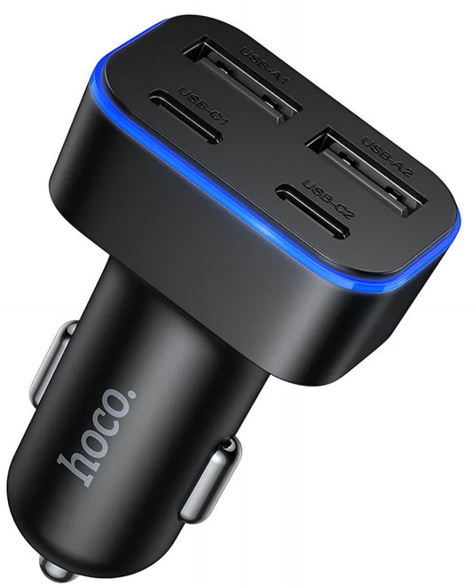 Auto-oplader HOCO Z63, 42W, 3A, 2 x USB-A - 2 x USB-C, Zwart