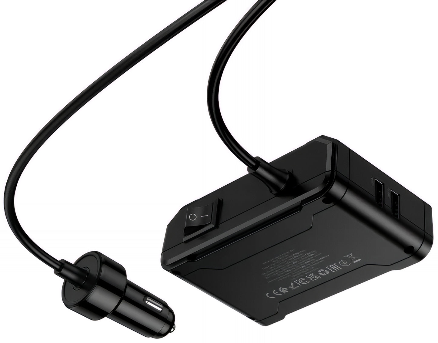 Auto-oplader HOCO Z64, 15.5W, 3.1A, 2 x USB-A - 2 x USB-C - 3 x Sigarettenaanstekeruitbreiding, Zwart