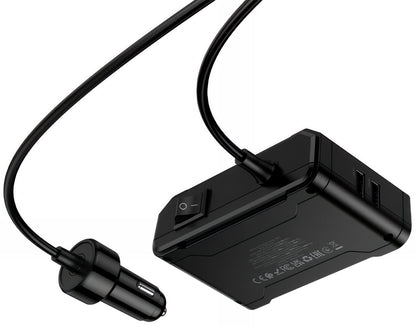 Auto-oplader HOCO Z64, 15.5W, 3.1A, 2 x USB-A - 2 x USB-C - 3 x Sigarettenaanstekeruitbreiding, Zwart