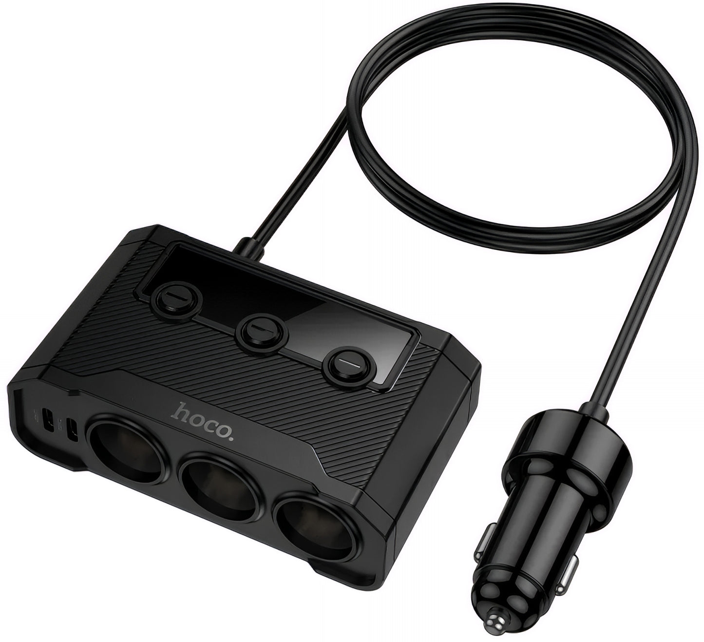Auto-oplader HOCO Z64, 15.5W, 3.1A, 2 x USB-A - 2 x USB-C - 3 x Sigarettenaanstekeruitbreiding, Zwart