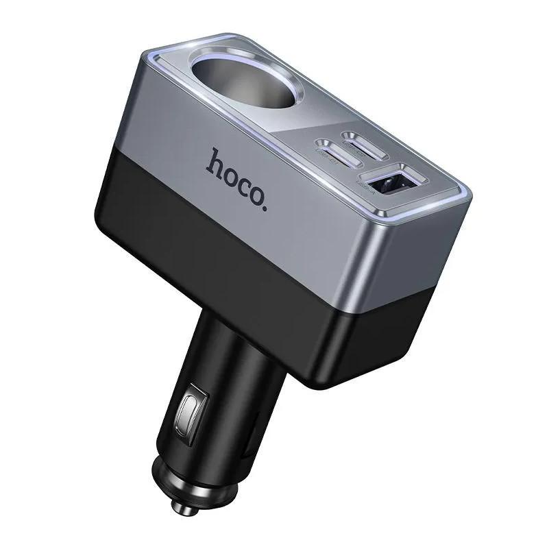 Auto-oplader HOCO Z65A, 165W, 3A, 1 x Sigarettenaanstekeruitbreiding - 1 x USB-A - 2 x USB-C, Zwart