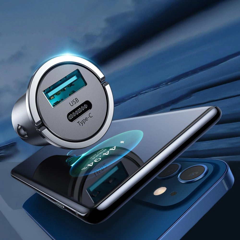 Auto-oplader Joyroom C-A35, 45W, 5A, 1 x USB-A - 1 x USB-C, Gri