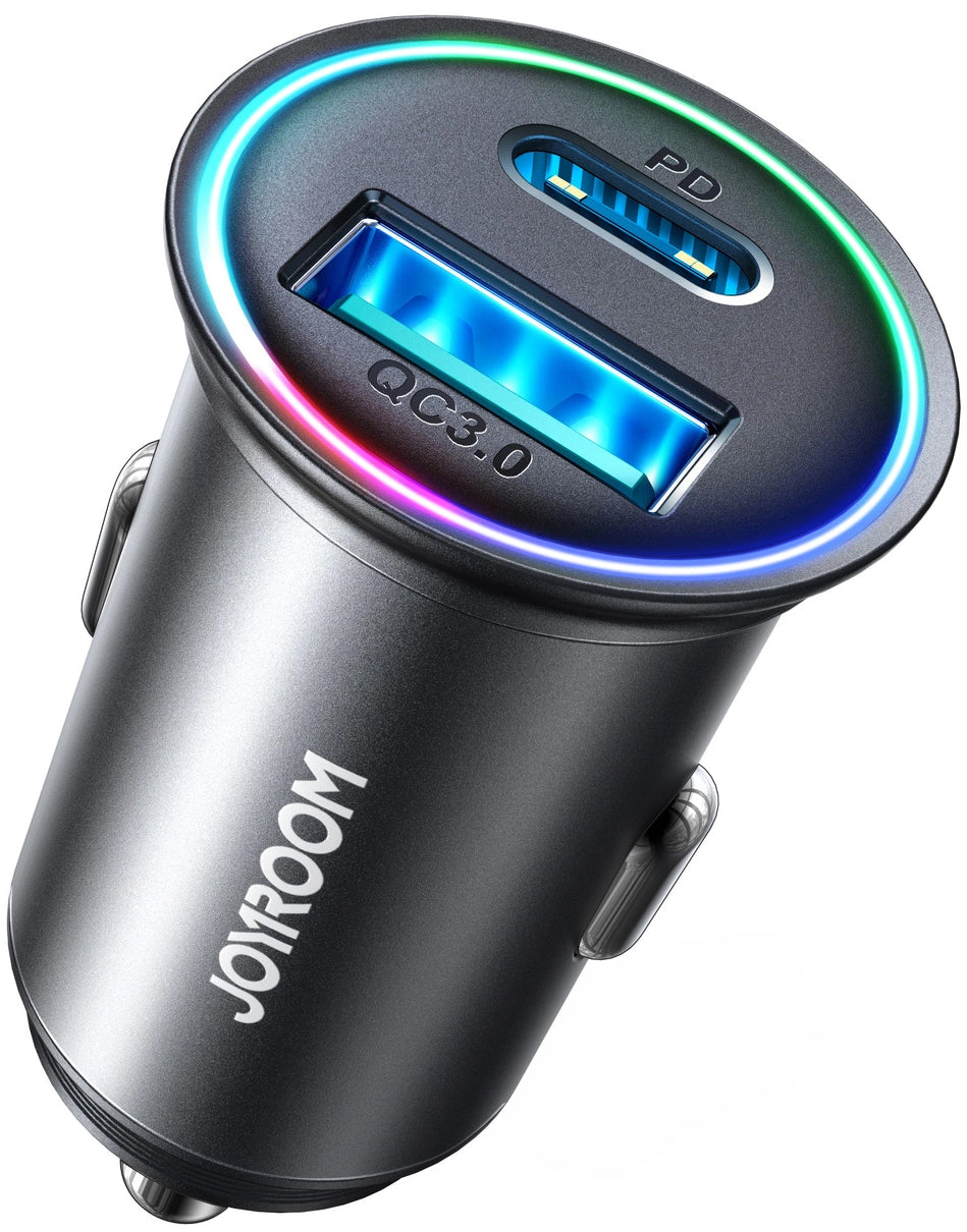 Auto-oplader Joyroom JR-CCN04, 60W, 3A, 1 x USB-A - 1 x USB-C, Zwart