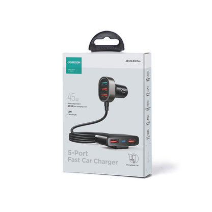 Joyroom JR-CL03 Pro Car Charger, 45W, 3.1A, 5 x USB-A, Black