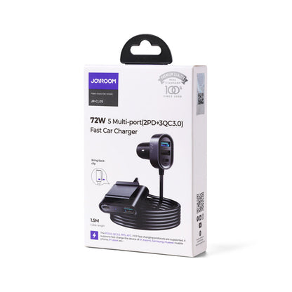 Auto-oplader Joyroom JR-CL05, 72W, 3A, 2 x USB-C - 3 x USB-A, Zwart