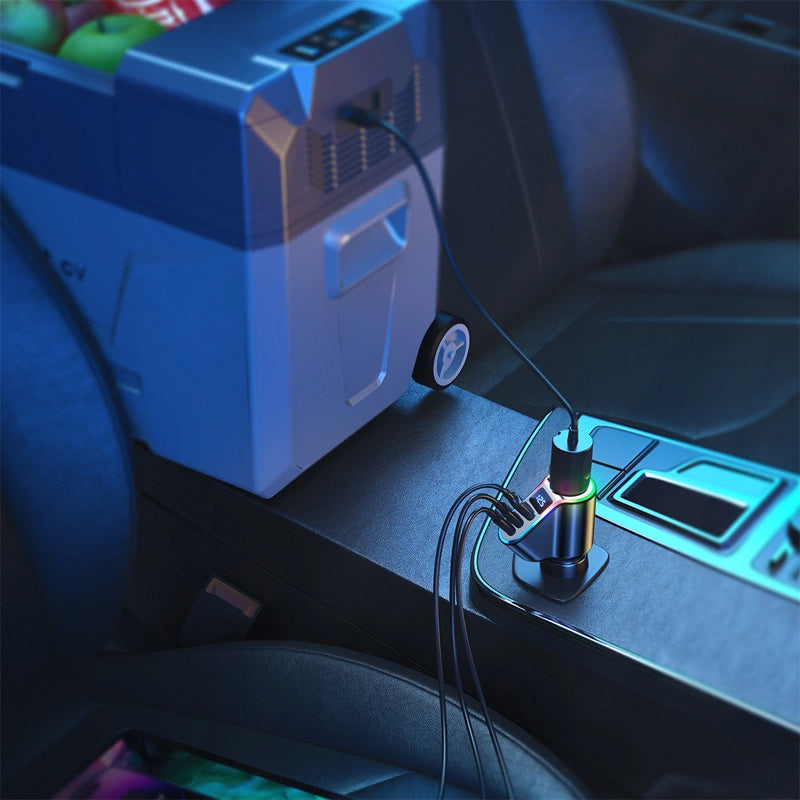 Auto-oplader Joyroom JR-CL21, 150W, 3A, 1 x Sigarettenaanstekeruitbreiding - 1 x USB-A - 2 x USB-C, Zwart