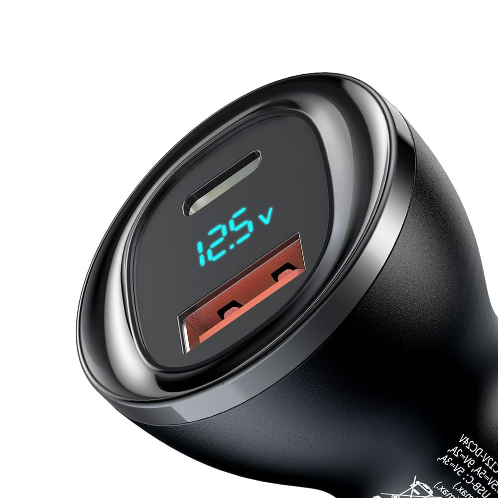 Auto-oplader McDodo CC-5670 Display, 95W, 5A, 1 x USB-A - 1 x USB-C, Zwart