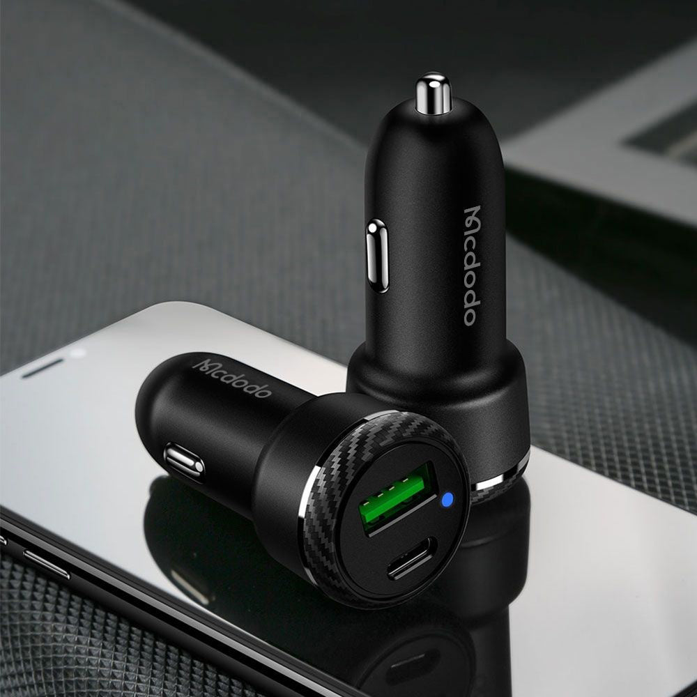 Auto-oplader McDodo CC-5970, 38W, 3A, 1 x USB-A - 1 x USB-C, Zwart