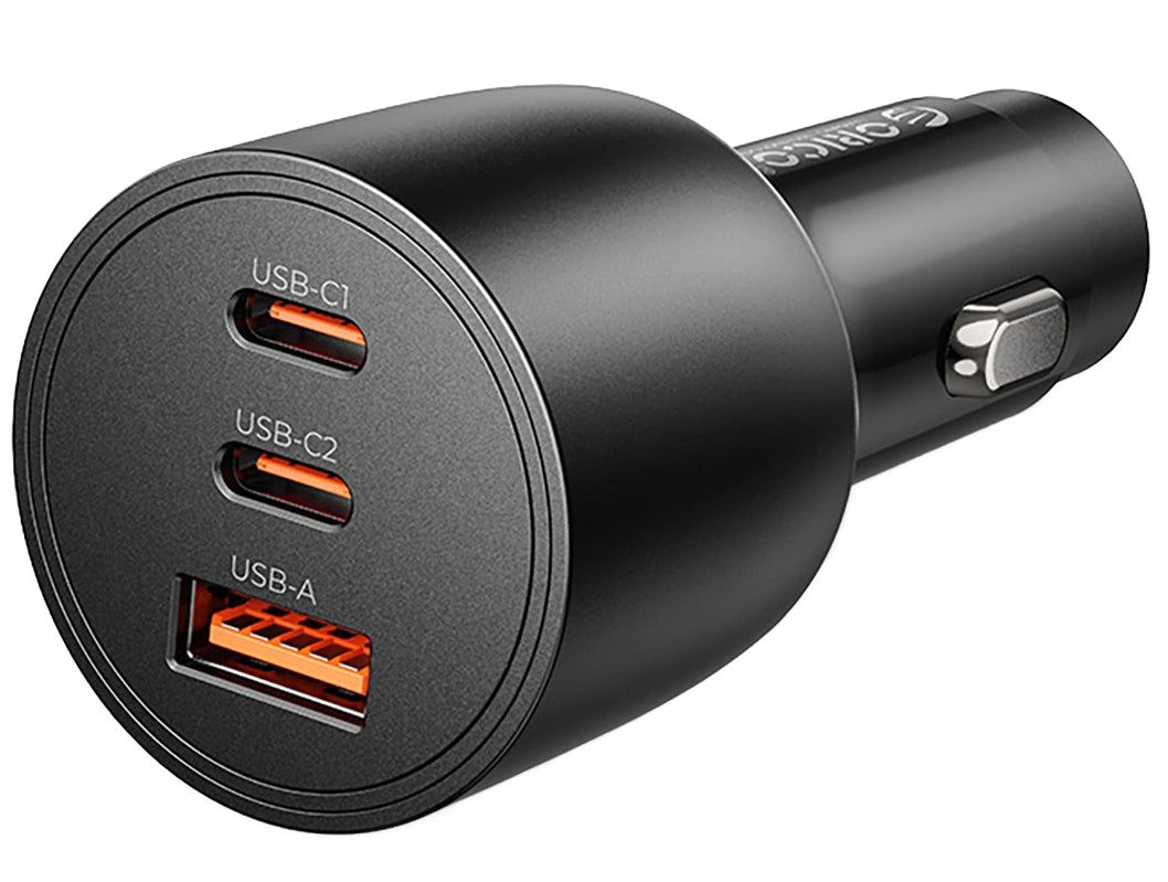 Orico PowerLink Autolader, 165W, 5A, 1 x USB-A - 2 x USB-C, Zwart