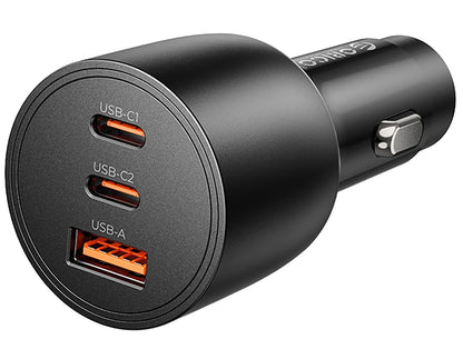 Orico PowerLink Autolader, 165W, 5A, 1 x USB-A - 2 x USB-C, Zwart