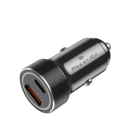 Autolader Prestico K2A, 20W, 3A, 1 x USB-A - 1 x USB-C, Zwart