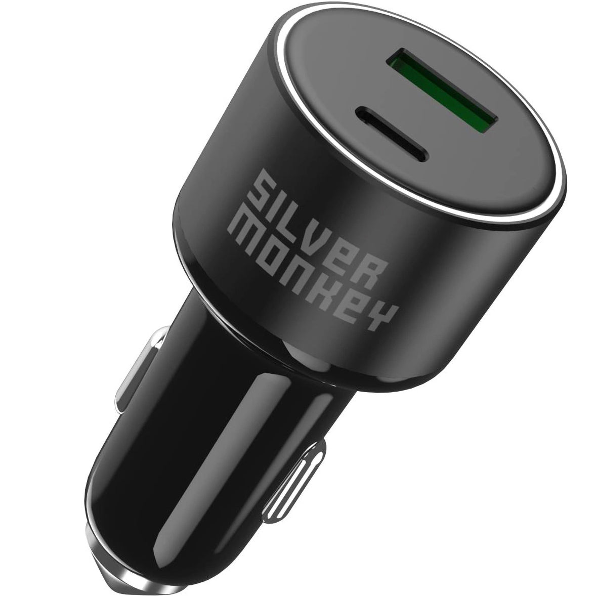 Autolader Silver Monkey SMA014, 100W, 3A, 1 x USB-A - 1 x USB-C, Zwart 