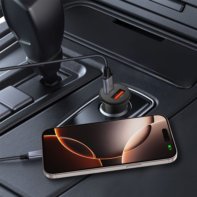 Auto-oplader Tech-Protect CC02, 35W, 3A, 1 x USB-A - 1 x USB-C, Zwart