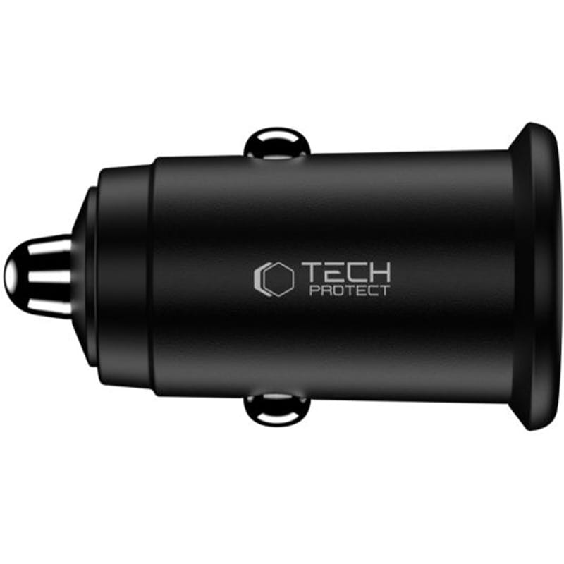 Auto-oplader Tech-Protect CC02, 35W, 3A, 1 x USB-A - 1 x USB-C, Zwart