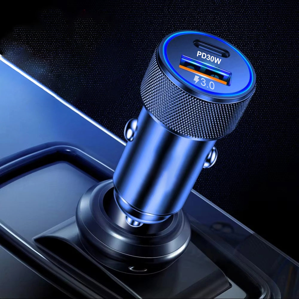 Auto-oplader Techsuit C2 VoltDuo, 30W, 3A, 1 x USB-A - 1 x USB-C, Zwart