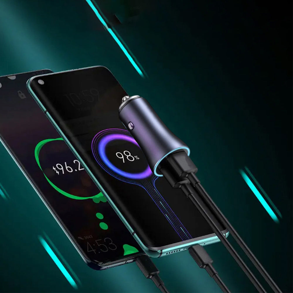 Auto-oplader Techsuit C3 RescueVolt, 48W, 3A, 1 x USB-A - 1 x USB-C, Gri