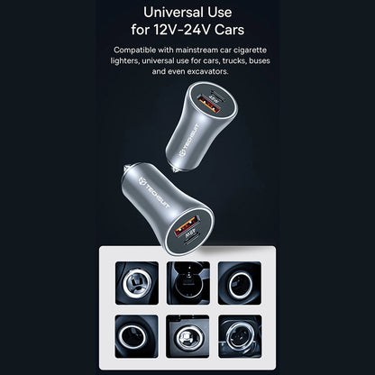 Auto-oplader Techsuit C3 RescueVolt, 48W, 3A, 1 x USB-A - 1 x USB-C, Gri