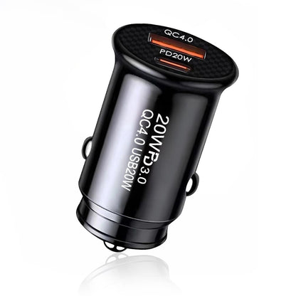 Autolader Techsuit C4 MiniFuseX, 20W, 3A, 1 x USB-A - 1 x USB-C, Zwart