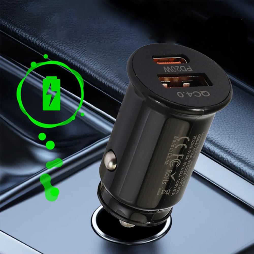 Autolader Techsuit C4 MiniFuseX, 20W, 3A, 1 x USB-A - 1 x USB-C, Zwart