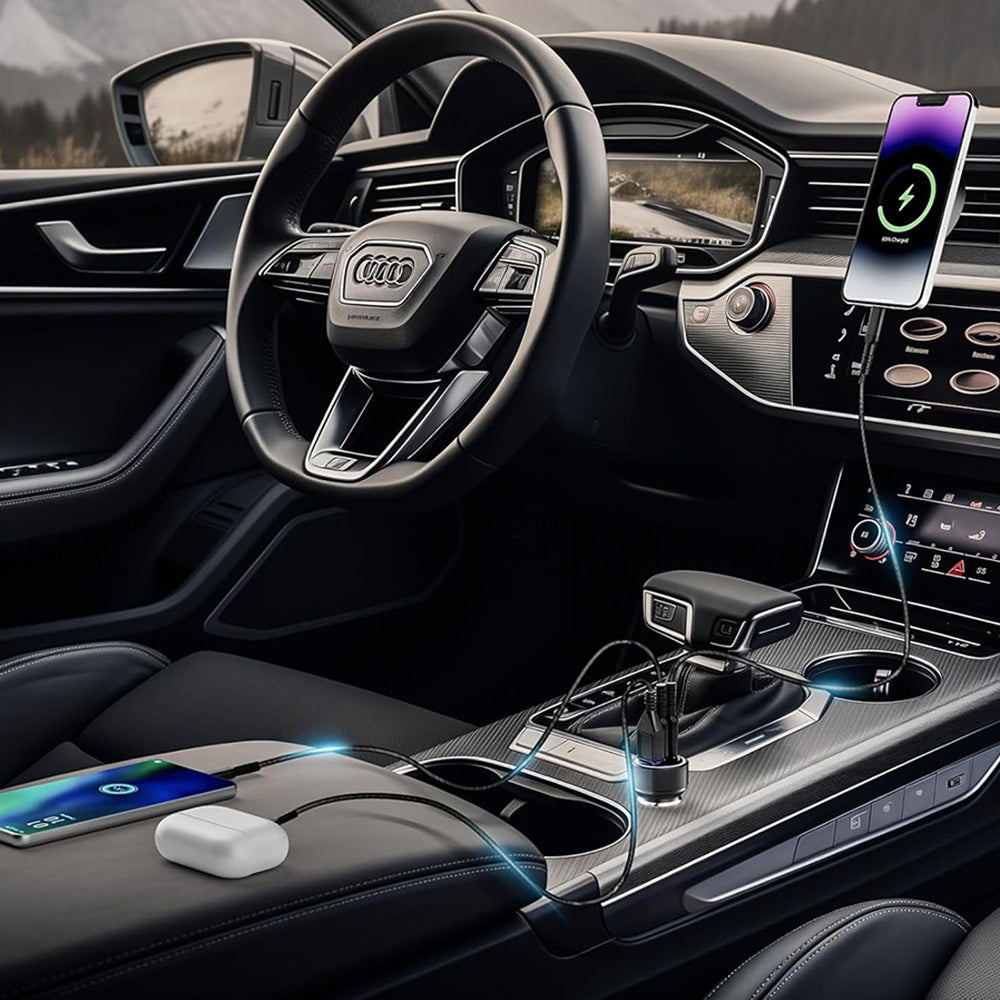 Autolader Techsuit C6 DriveBoost, 60W, 3A, 1 x USB-A - 2 x USB-C, Zilver