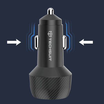 Auto-oplader Techsuit C7 CarbonVolt, 48W, 3A, 1 x USB-A - 1 x USB-C, Zwart