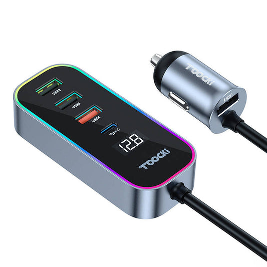 Toocki Autolader 4A+1C, 105W, 3A, 1 x USB-C - 4 x USB-A, Zwart TCC4A 1C-XC0G TCC4A 1C-XC0G 