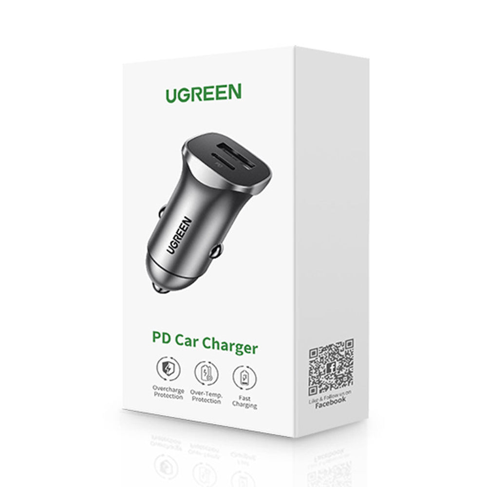 Autolader UGREEN CD130, 24W, 3A, 1 x USB-A - 1 x USB-C, Gri