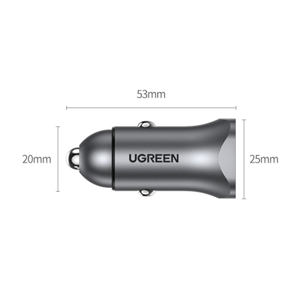 Autolader UGREEN CD130, 24W, 3A, 1 x USB-A - 1 x USB-C, Gri