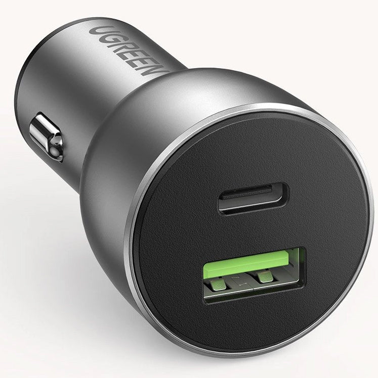 UGREEN CD213 Car Charger, 36W, 3A, 1 x USB-A - 1 x USB-C, Gray