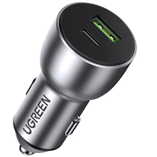 Car Charger UGREEN CD213, 36W, 3A, 1 x USB-A - 1 x USB-C, Grey 