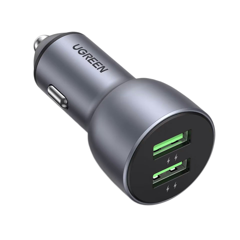 Autolader UGREEN CD213, 36W, 3A, 2 x USB-A, Grijs 