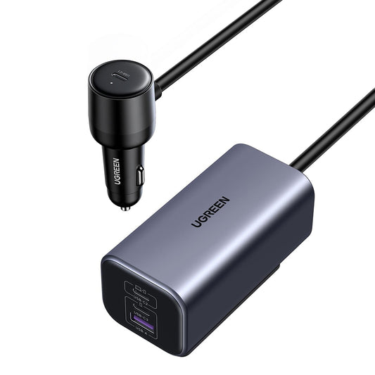 UGREEN EC706 Auto-oplader, 150W, 5A, 1 x USB-A - 3 x USB-C, Zwart
